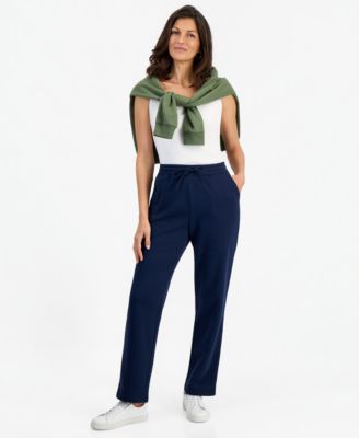 Style & Co - Women's Mid-Rise Drawstring-Waist Fleece Pant Industrial Blue