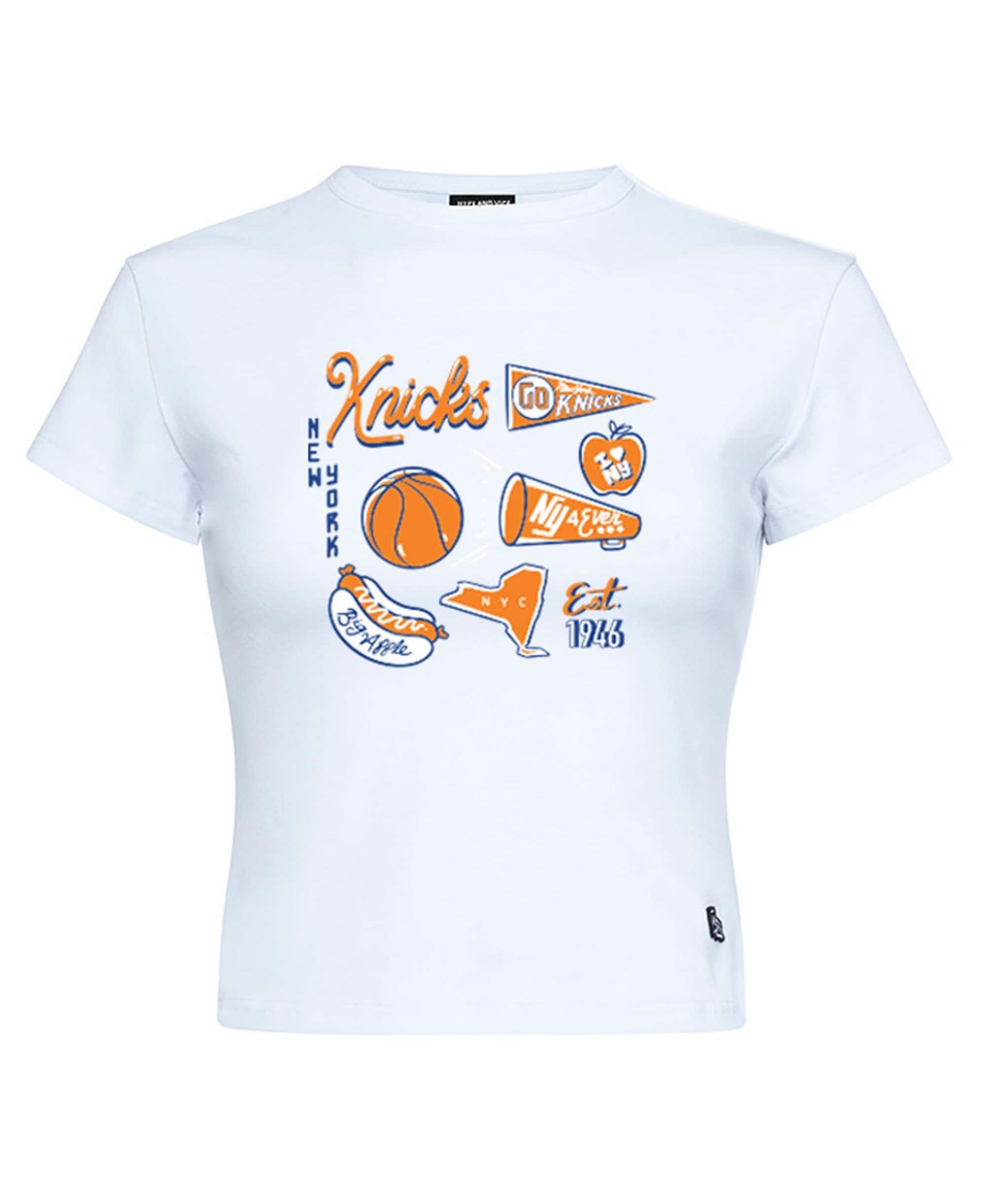 Hype and Vice Women's White New York Knicks Cropped Baby T-Shirt