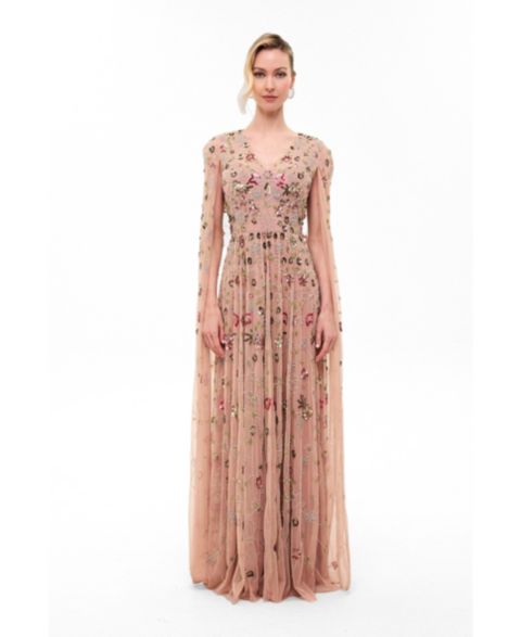 Женское платье BEAUUT Cape Sleeves Embellished Sequin Maxi, цвет: Richmond