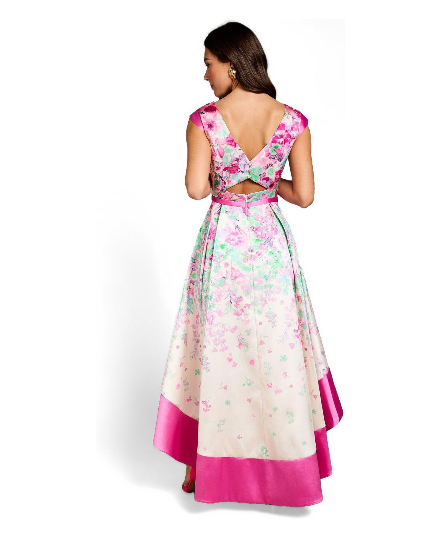 Женское платье Coast Floral High-Low Boat Neck Midi, цвет: Слоновая кость — фото 3