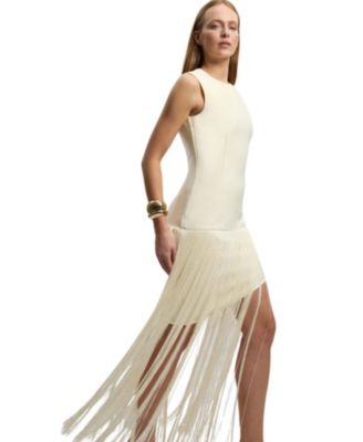 Women's Form Fit Bandage Tassel Hem Mini Dress