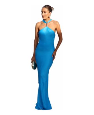 Women's Satin Halter Maxi Dress