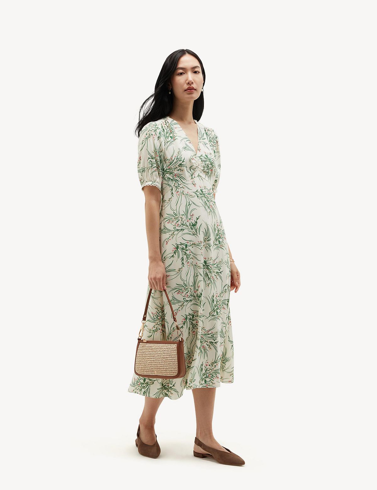 Hobbs London Women's Florentina V-Neck Midi Dress view 5 — MAYCSS fashion products