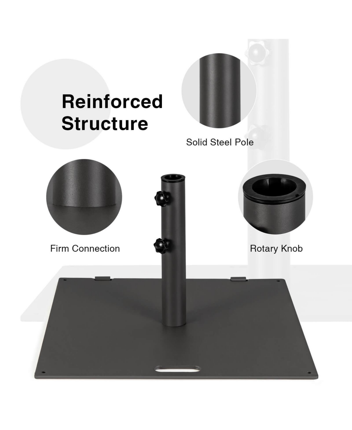 50LBS Patio Square Umbrella Base Stand Market Umbrellas Handle Wheels