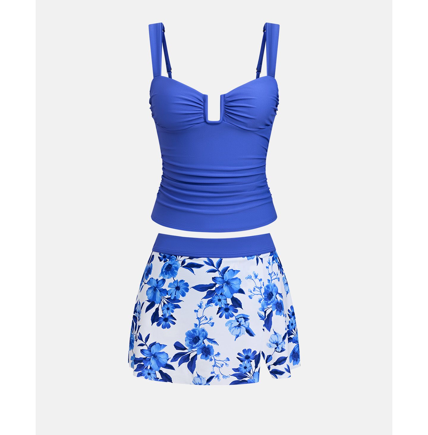 Женские юбки Cupshe V-Neck Tankini Set with Swim Skirt, цвет: Синий — фото 4