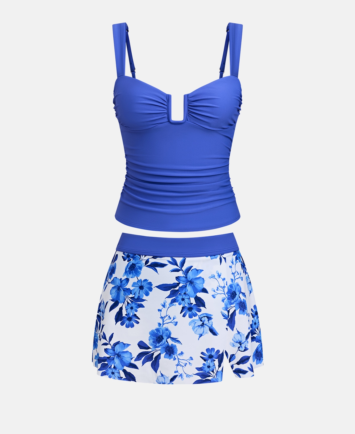 Cupshe Women's V-Neck Tankini Set with Swim Skirt