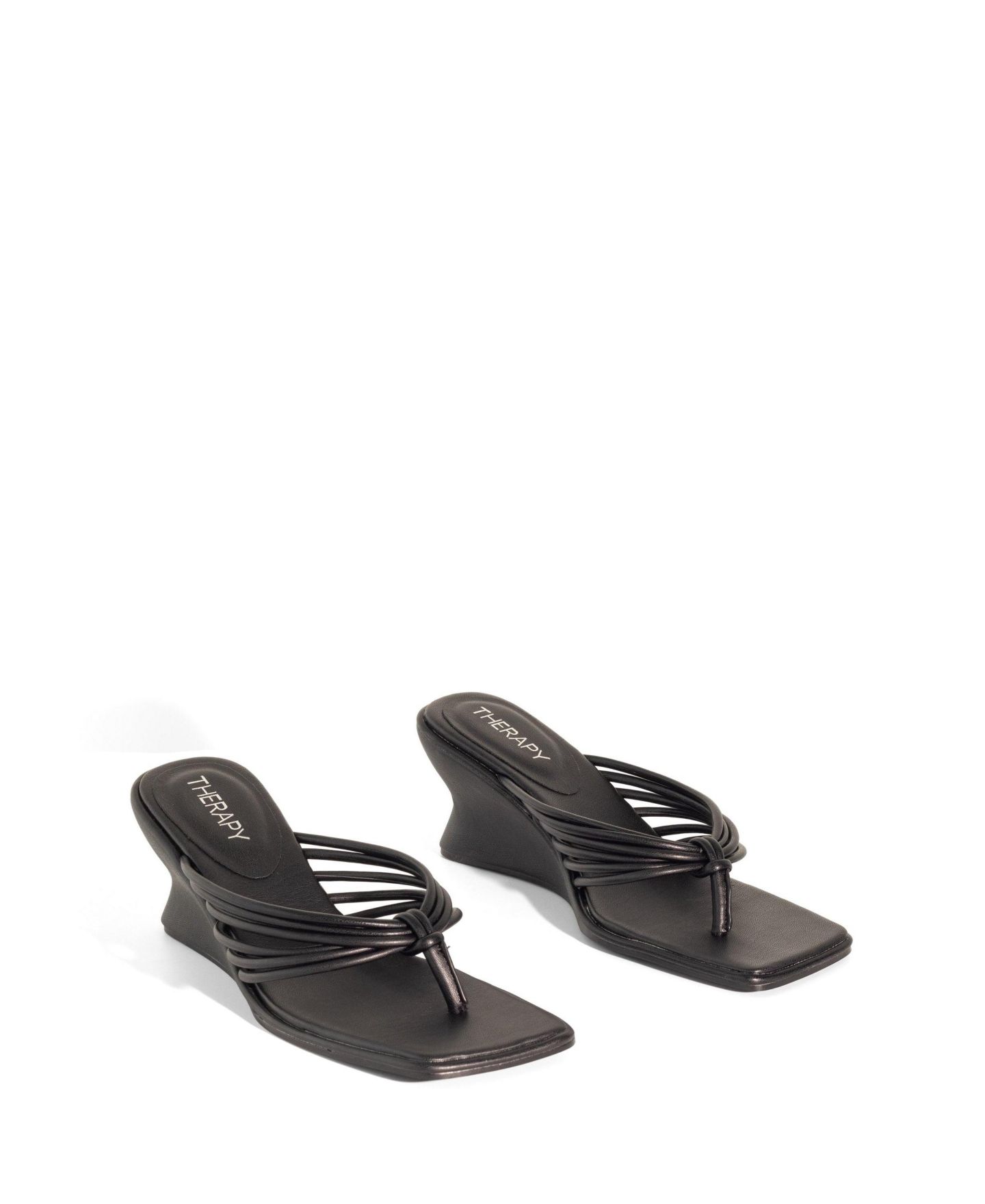 Женские сандалии Therapy Australia Leven Square Toe Thong Wedge Sandal, цвет: Чёрный — фото 4
