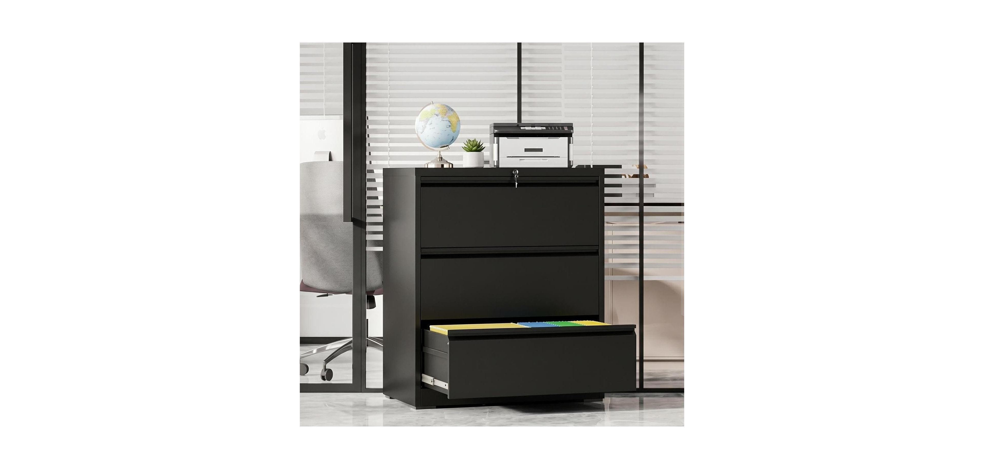 gaomon 40 Inch 3 Drawer Metal Filing Cabinet, Office Storage Cabinet for Living Room