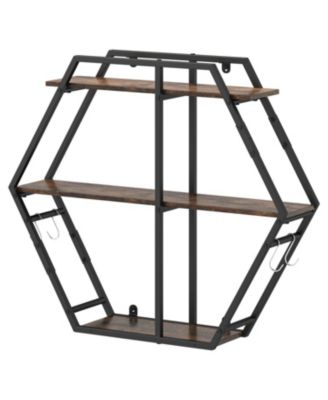 Modern 3-Tier Bookshelf with S-Shaped Hooks and Geometric Design
