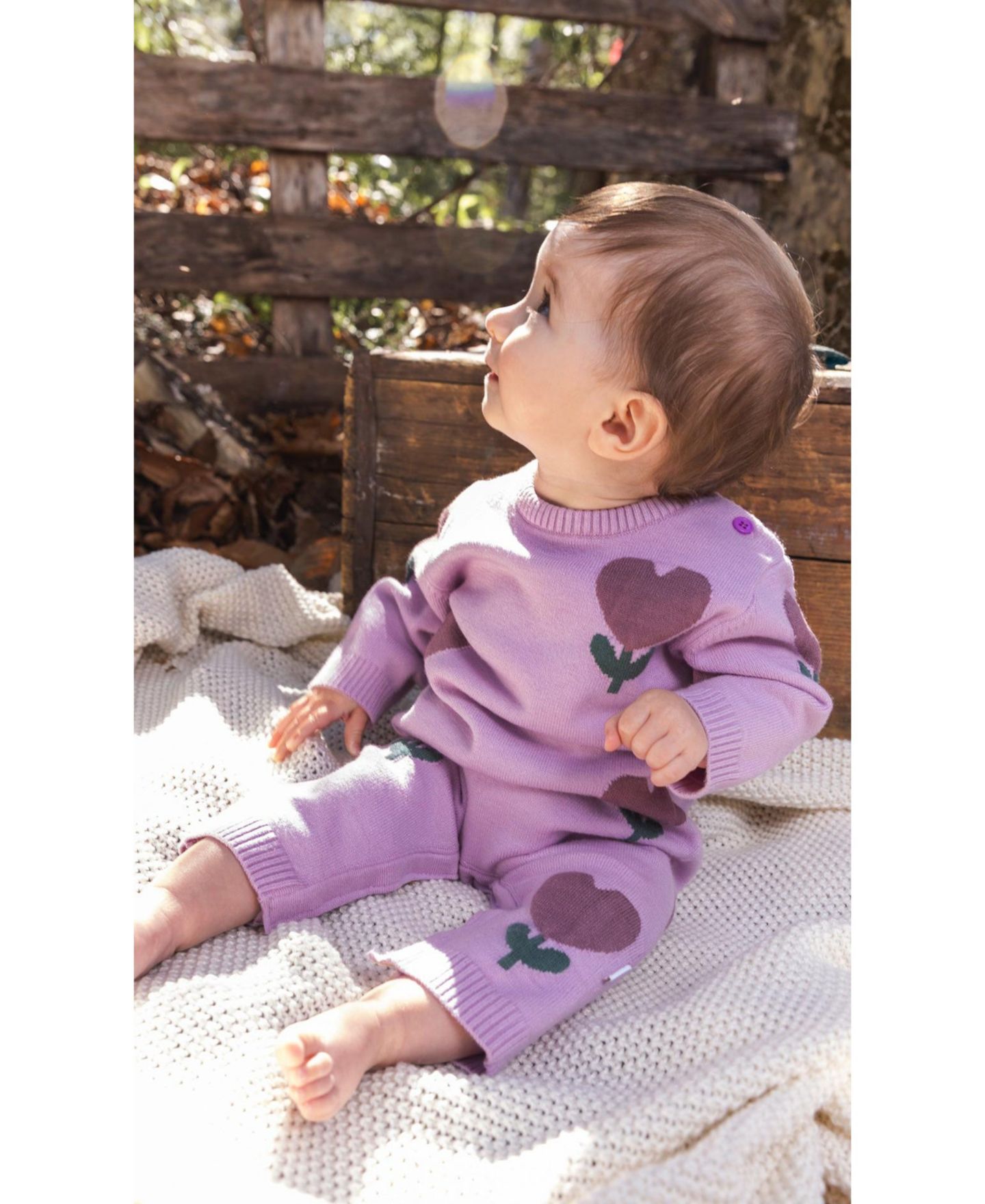 Комбинезон Deux par Deux 3M TO 24M Knitted Intarsia Romper Lilac для девочек-малышей, цвет: Сиреневый — фото 2