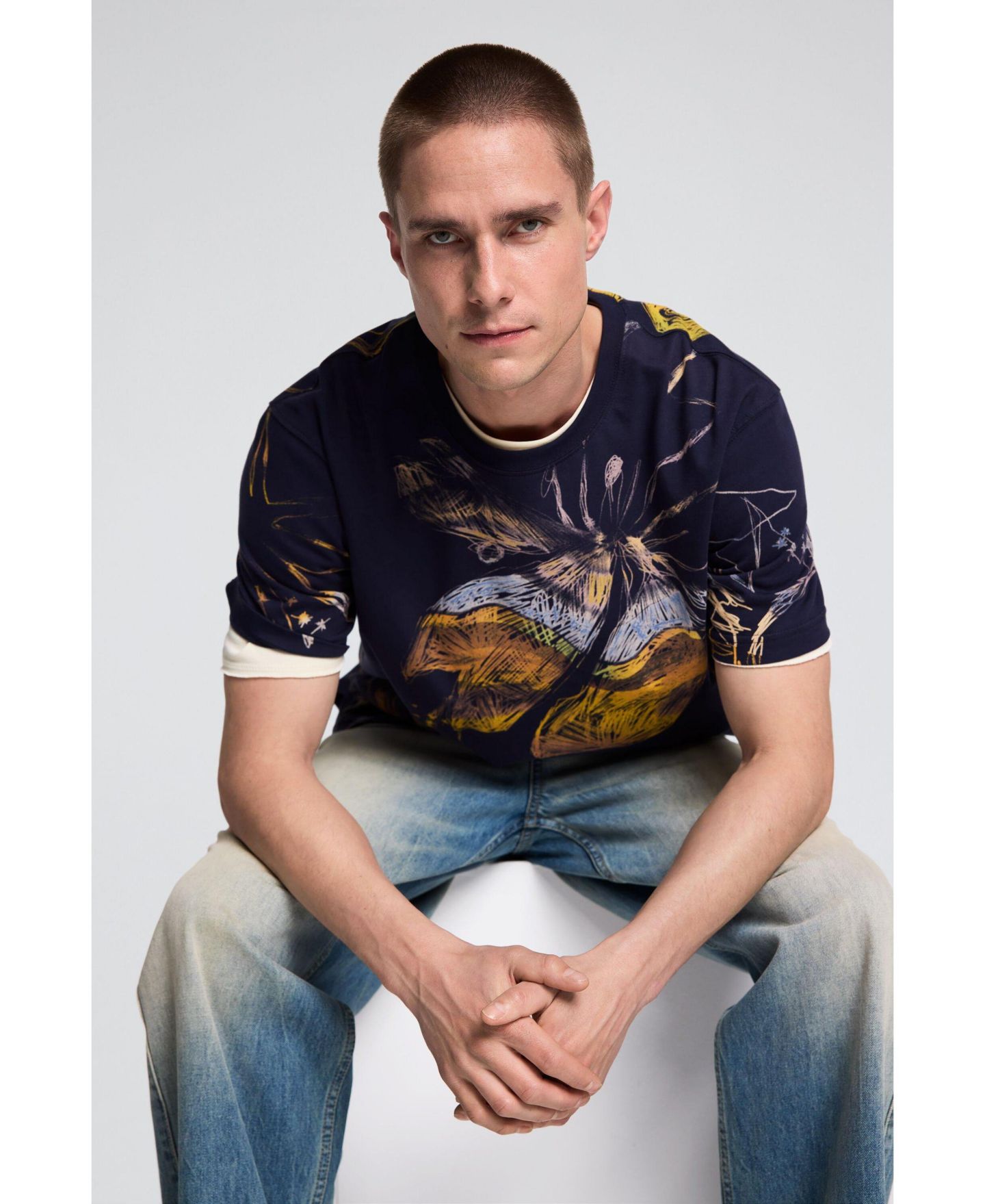 Мужская футболка Desigual Organic print, цвет: Тёмно-синий — фото 3