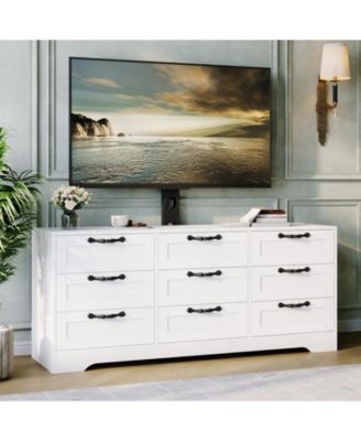 9 Drawer Dresser TV Stand with Mount for 32-85 in TVs, Modern Entertainment Center with Drawers, Media Console Table for Bedroom