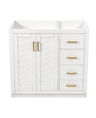 Modern Freestanding Bathroom Vanity without Top, Solid Wood Frame, 3 Drawers Storage, Soft Close Doors