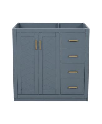 Modern Freestanding Bathroom Vanity without Top, Solid Wood Frame, 3 Drawers Storage, Soft Close Doors