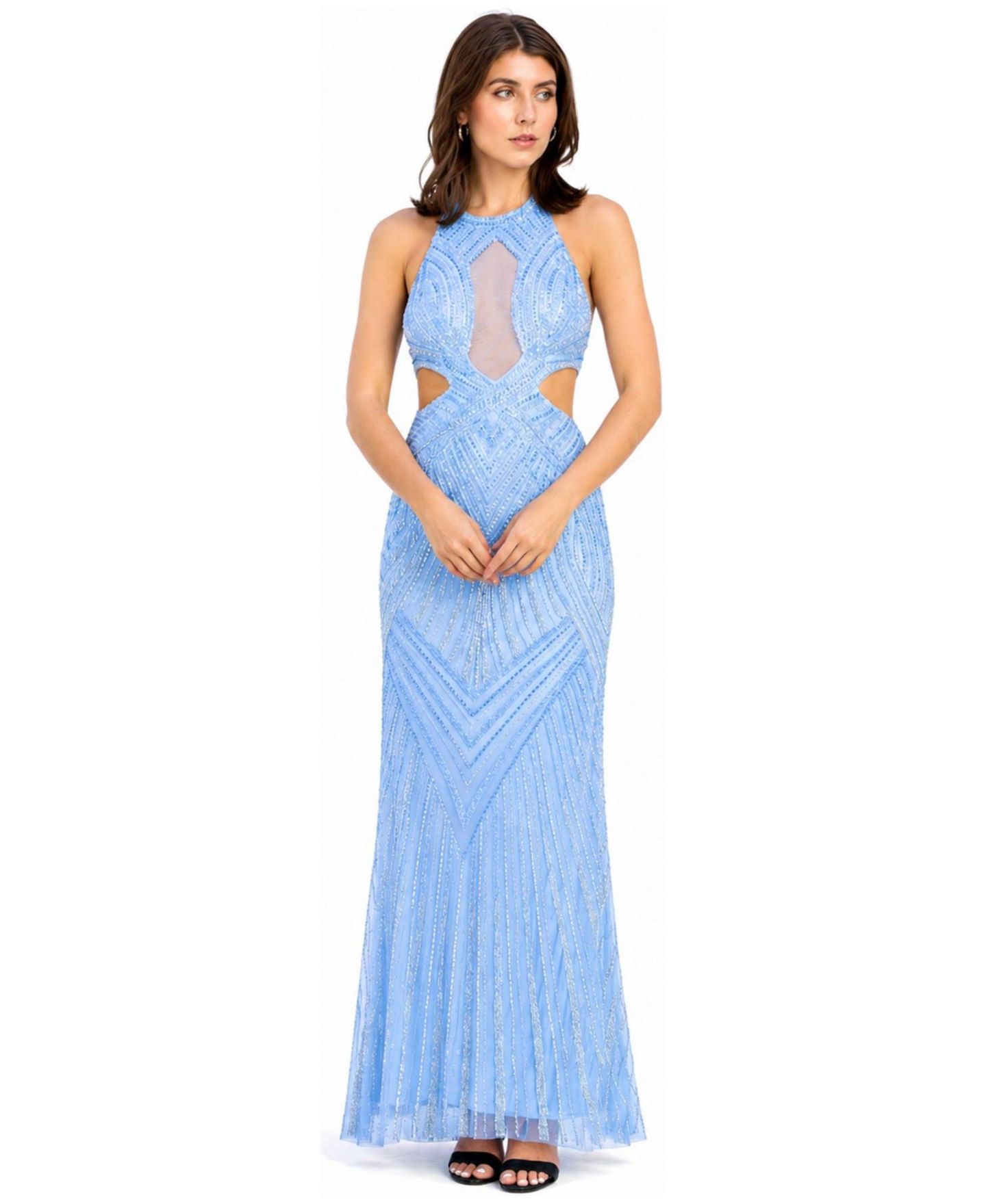 Женское платье Lara Halter Neck Beaded with Cutouts, цвет: Барвинковый — фото 3