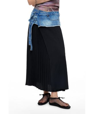 Women's Long pleated denim skirt