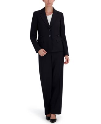 Women's Four-Pocket Jacket & Fly-Front Wide-Leg Pants Suit