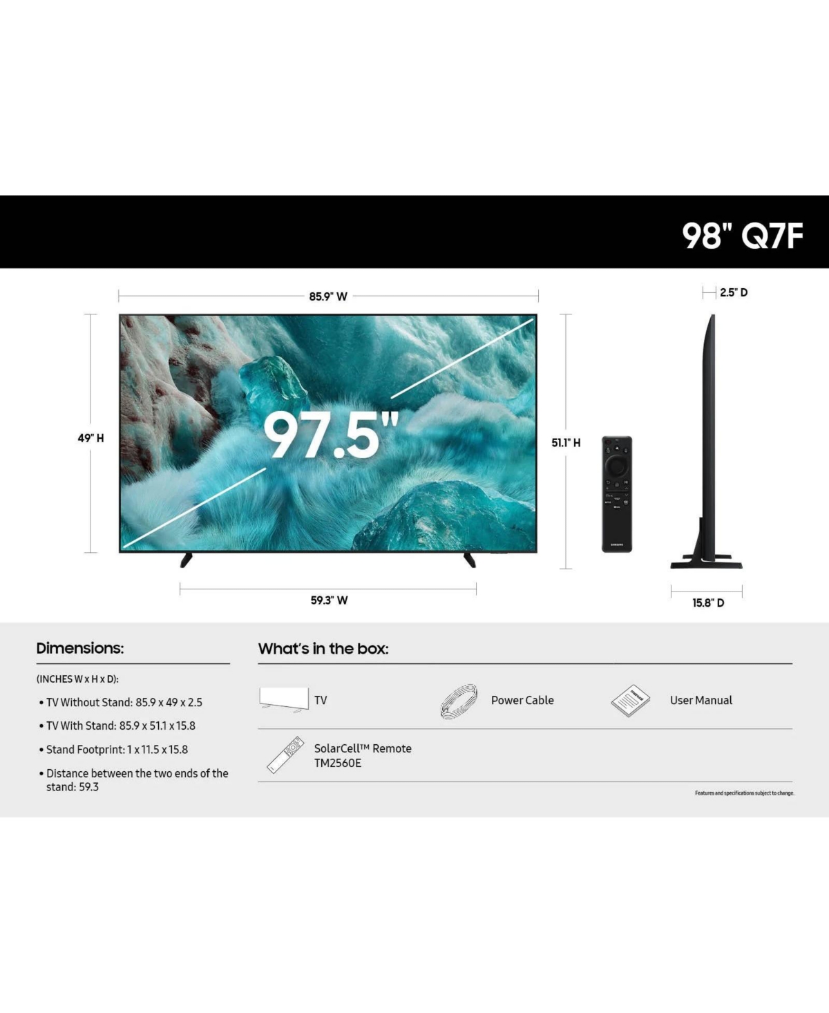 Samsung QN98Q7FAAFXZA 98 Inch Qled Q7F 4K Vision Ai Smart Tv with a 6 Year Amber Protection Plan (2025)