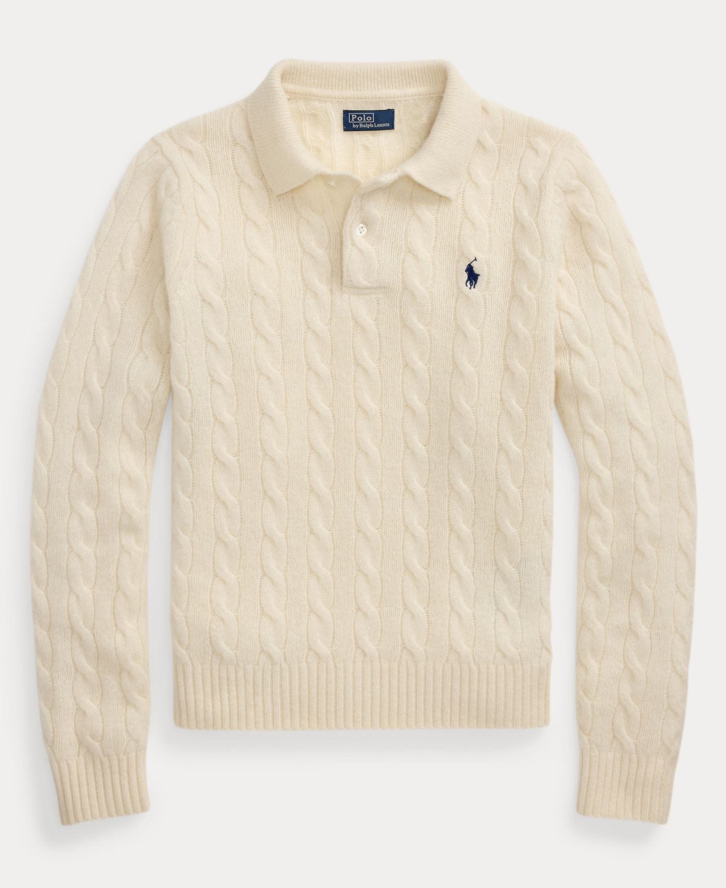 Женский свитер Polo Ralph Lauren Cable-Knit Long-Sleeve Wool-Cashmere, цвет: Кремовый — фото 5