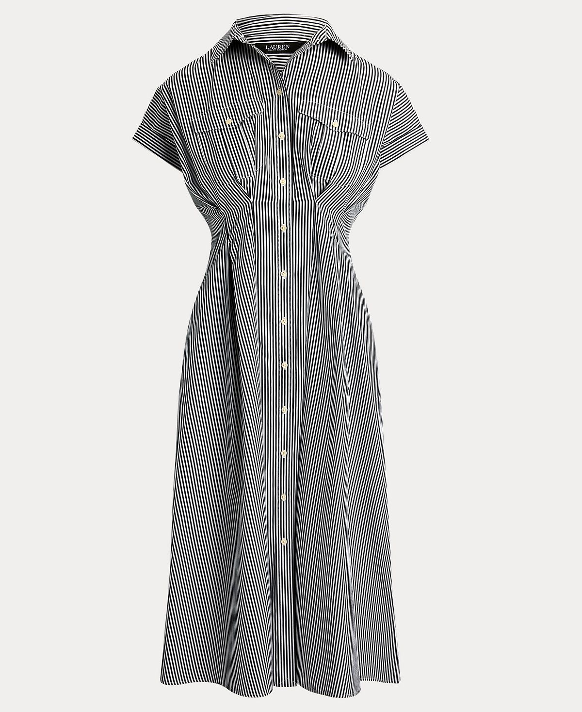 Lauren Ralph Lauren Women's Striped Pleated Broadcloth Shirt Dress view 5 — MAYCSS fashion products