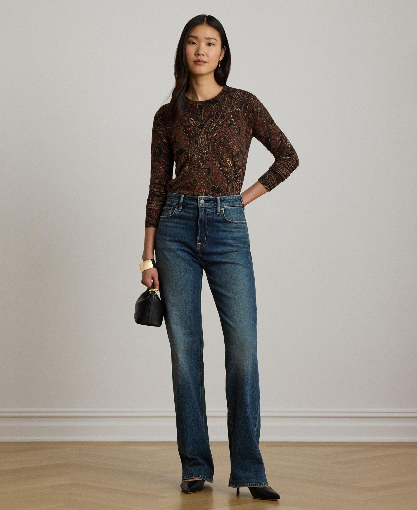 Женский свитер Lauren Ralph Lauren Paisley Long-Sleeve, цвет: Чёрный разноцветный — фото 6
