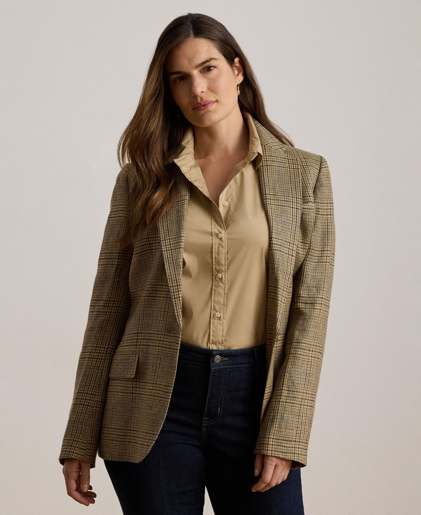 Женский пиджак Lauren Ralph Lauren Glen Plaid Padded Blazer, цвет: Рыжевато-коричневый / Чёрный разноцветный — фото 2