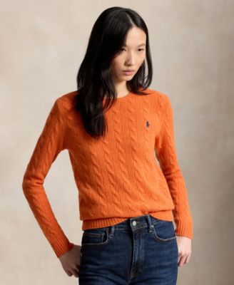 Women's Cable Wool-Cashmere Crew Neck Sweater