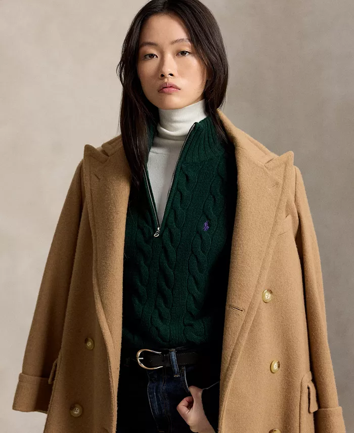 Women's Cable-Knit Half-Zip Wool-Cashmere Sweater - thumbnail 3