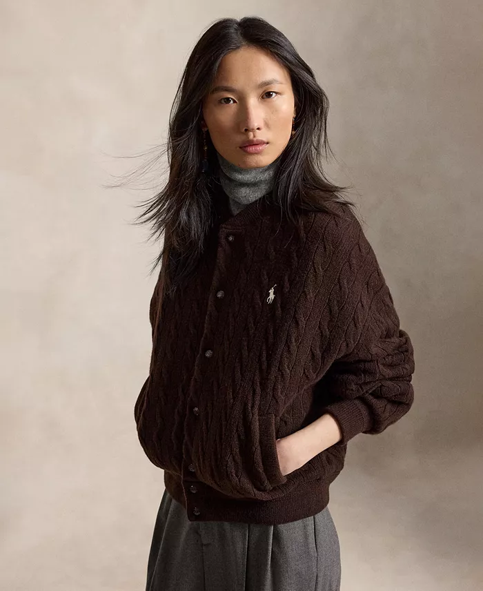 Women's Cable-Knit Logo Button Jacket - thumbnail 9