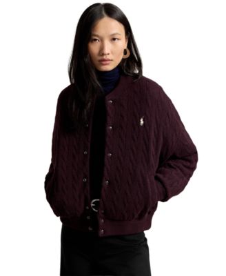 Women's Cable-Knit Logo Button Jacket
