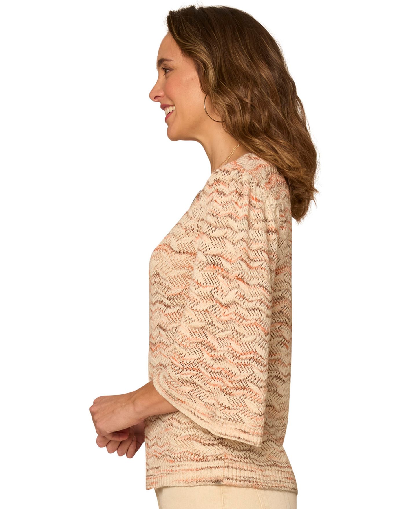 Женский свитер Democracy Petite Round Neck Pull-On, цвет: Натуральный / Разноцветный — фото 2
