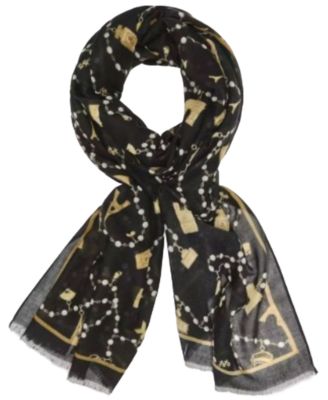 Imitation Pearls and Charms Printed Oversized Scarf