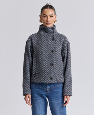 Women's Short Funnel Neck Wool Coat