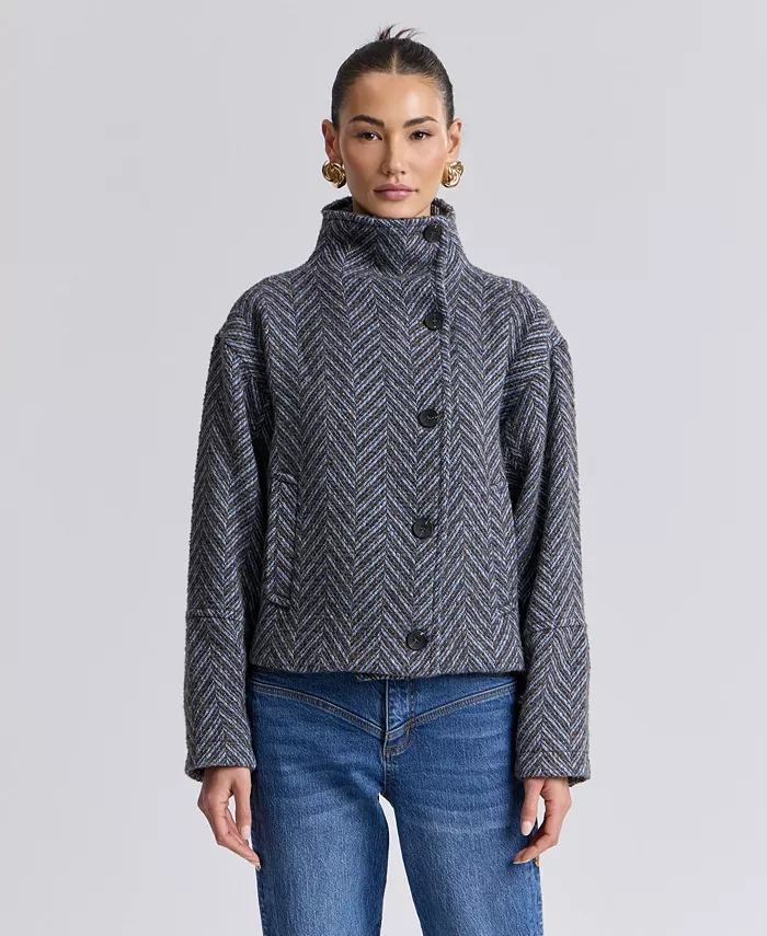 Women's Short Funnel Neck Wool Coat