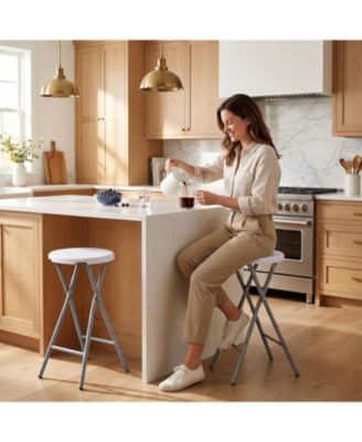 Set of 2 Folding Stools 28" Bar Stool with Handle and Safety Lock, 400 LBS Capacity for Kitchen, Bar or Outdoor, No Assembly