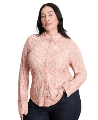 Plus Size Printed Button Up Top