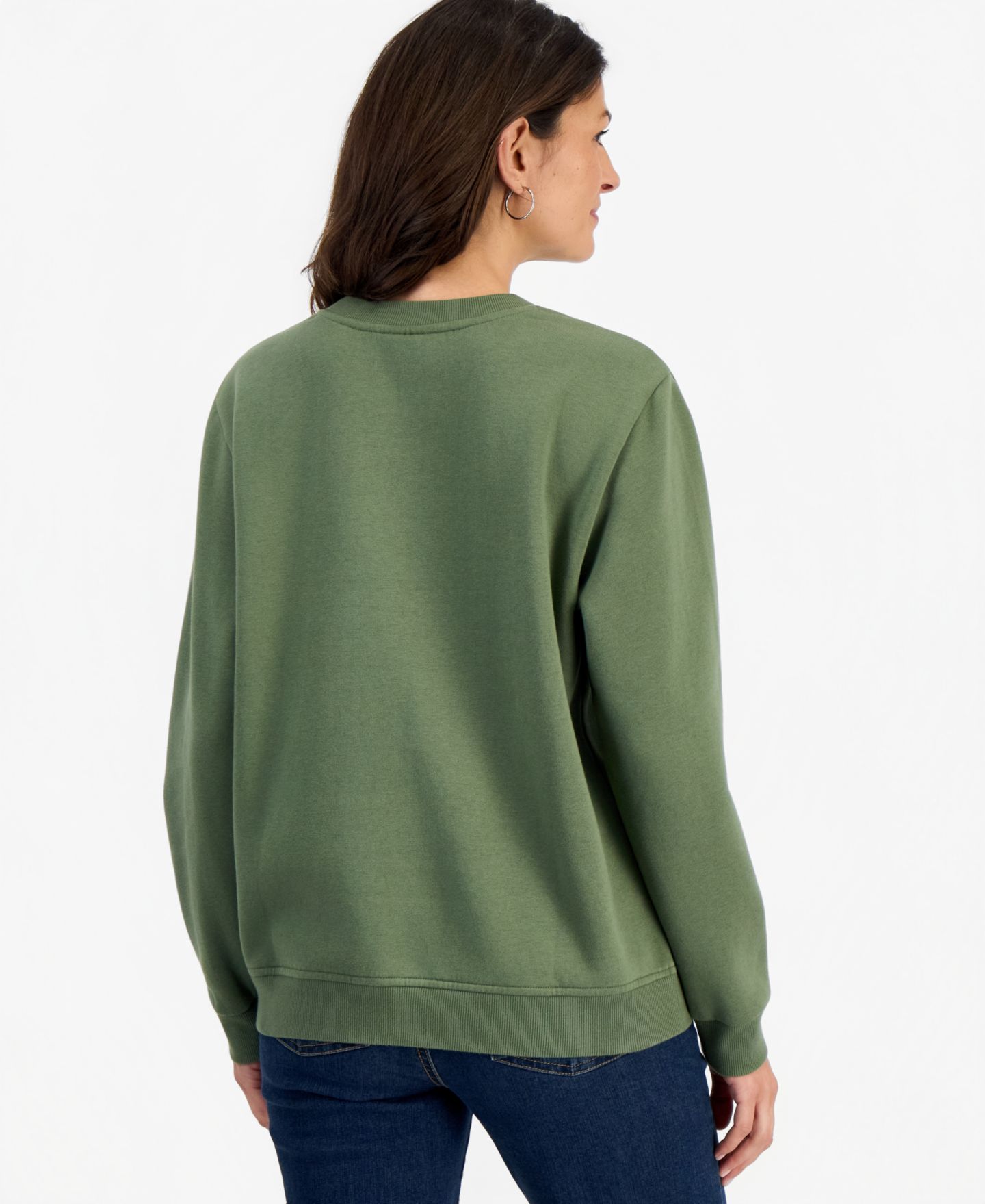 Женский свитшот Style & Co Petite Soutache-Trim Crewneck Fleece, цвет: Зелёный — фото 3