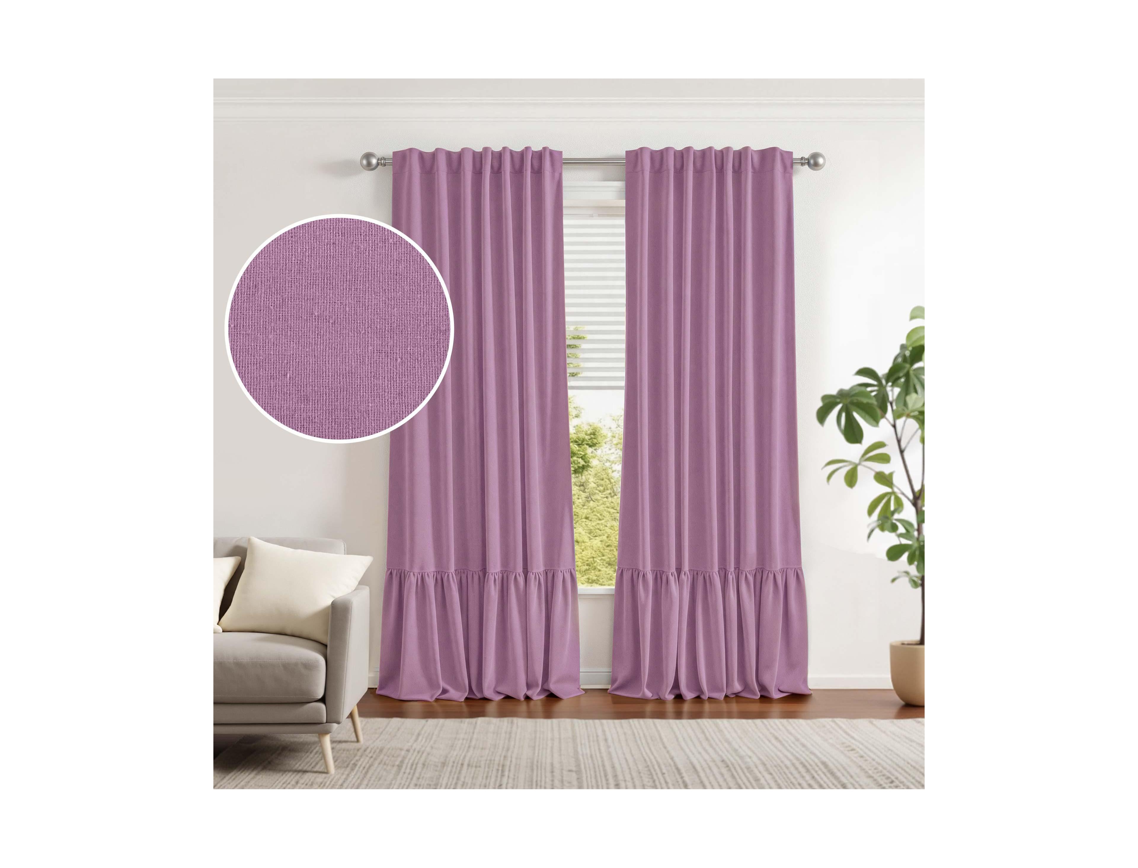 Awesome Home 100% Blackout Cotton Blend Ruffle Curtains Pair