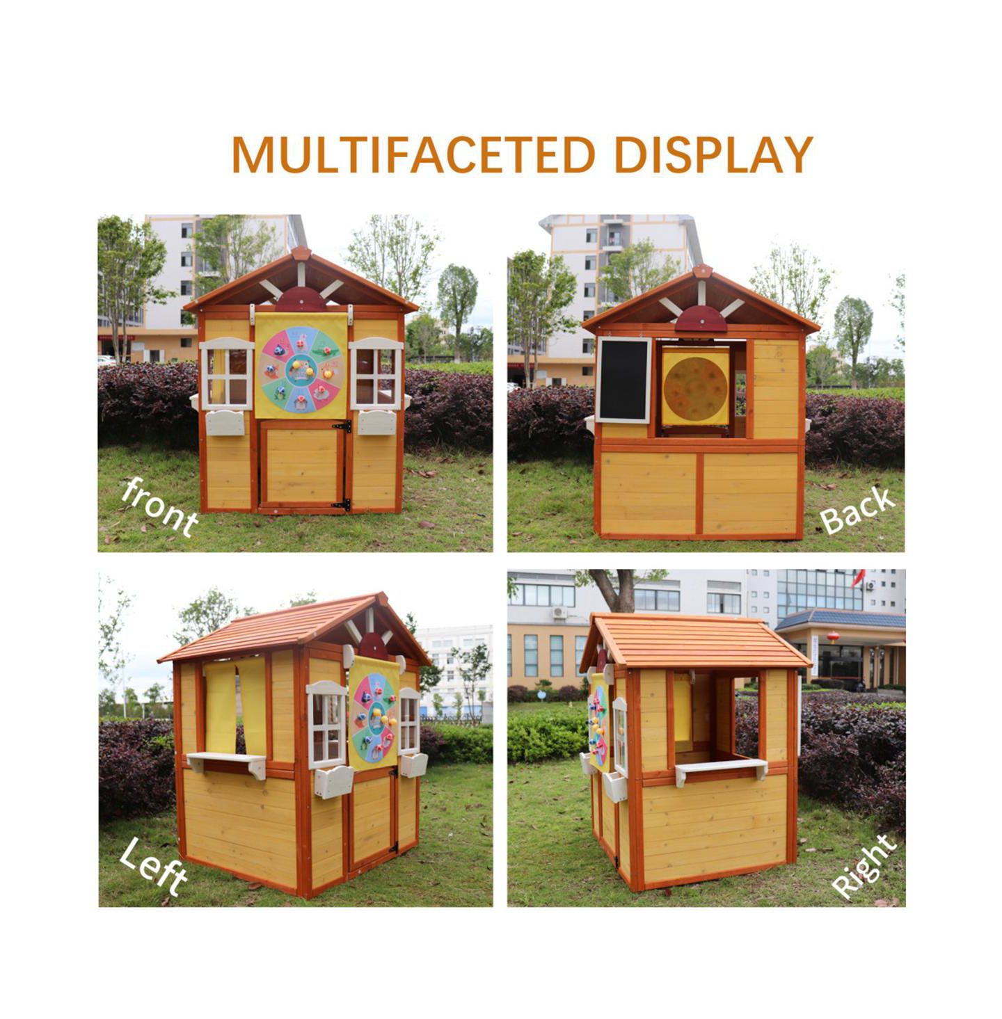 Детская игрушка YOBTOP Wooden Outdoor Cottage Playhouse with Working Doors and Windows, Ages 3-8 — фото 6
