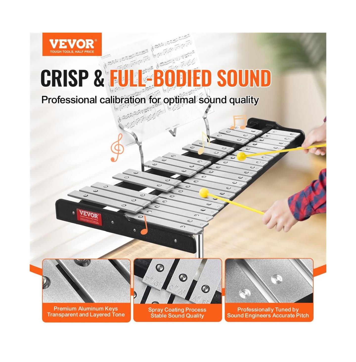 Детские игрушки YOBTOP 32-Note Professional Glockenspiel Xylophone Music Percussion Kit, Ages 5+ — фото 6