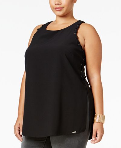 mblm by Tess Holliday Trendy Plus Size Lace-Up Tank Top