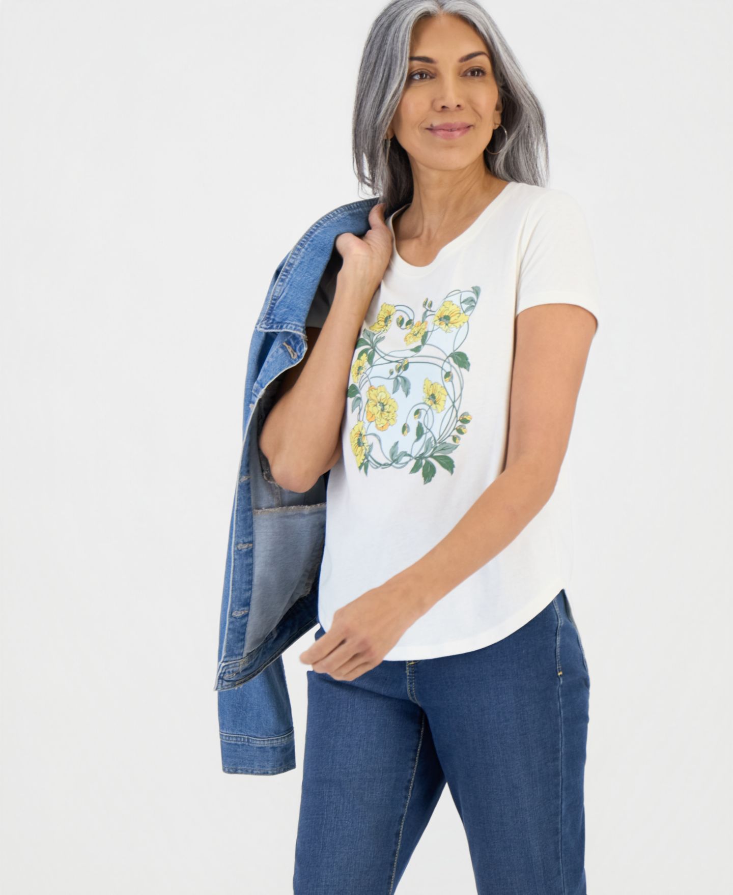 Женская футболка Style & Co Graphic Short-Sleeve Crewneck, цвет: Ванильный — фото 3
