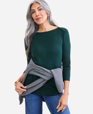 Women's Pima Cotton 3/4-Sleeve Boat-Neck Top
