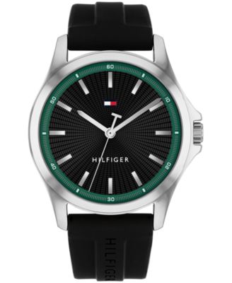 Men's Quartz Black Silicone Strap Watch 42mm