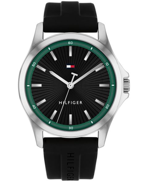 Мужские часы Tommy Hilfiger Quartz Black Silicone Strap Watch 42mm