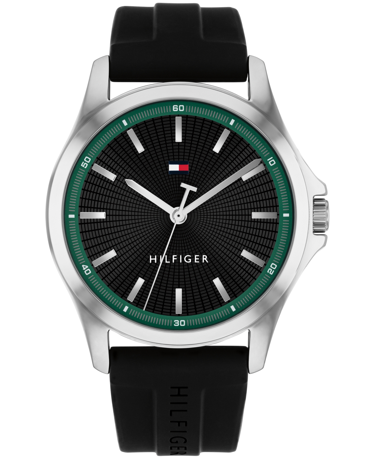 Tommy Hilfiger Men's Quartz Black Silicone Strap Watch 42mm