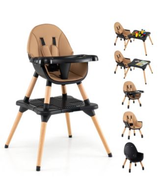 6 in 1 High Chair for Babies and Toddlers Ages 6-36 Months-Coffee