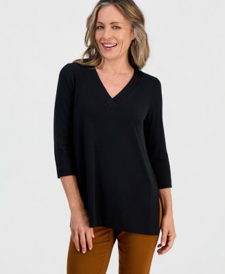Petite 3/4-Sleeve V-Neck Tunic