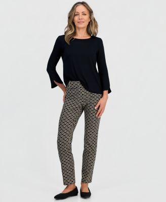 Petite Chain Rivet Pull-On Straight Pants