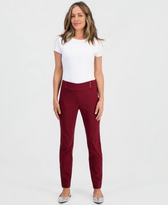 Petite Studded-Rivet Slim-Leg Pants, Petite & Petite Short
